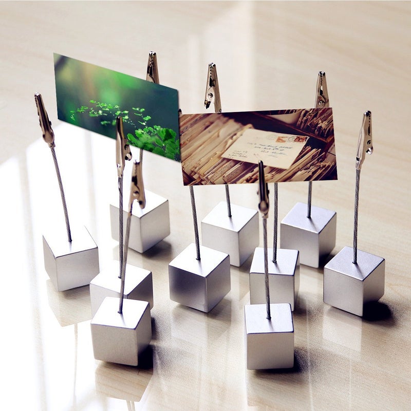 Xiaoyztan Memo Clips Holder,Silver Cube Table Number Holders,Paper Note Clip for Office Home Use, Office Memo Holders, Desk Accessories and Workspace Organizers,Pack of 10 - Image 4